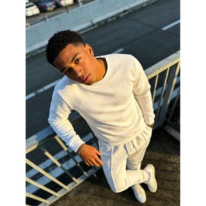 Ensemble de survêtement 2 pièces pour homme FOXA, sweat-shirt à manches longues et pantalon de jogging, tenue décontractée en coton blanc respirant - Product Image 4
