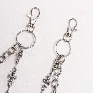Double Layer Metal Pants <b>Chain</b> With <b>Cross</b> Hip Hop Denim Waist <b>Chain</b> Tibetan Silver White K Handmade Fashion Accessory - Product Image 4