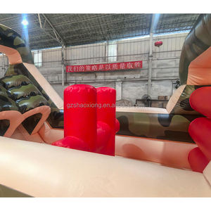 Parc d'attractions gonflable, jeux sportifs, jeux commerciaux pour enfants et adultes, parcours d'obstacles gonflable camouflage en plein air avec toboggan - Product Image 5