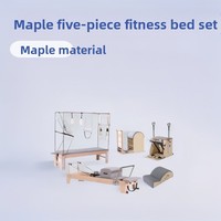 Set de 5 Pièces Pilates Reformer Multifonctionnel en Bois de Hêtre pour Yoga et Renforcement du Corps en Intérieur