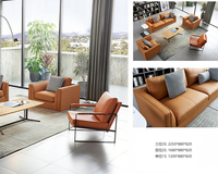 Mobilier de bureau design moderne Sofa de bureau sectionnel en cuir pour salle de directeur et PDG