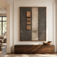 Peinture sur toile peinte à la main, texture Wabi-sabi, peinture décorative d'intérieur avec cadre pour décoration murale