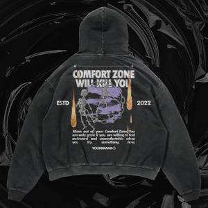 Sweat à capuche YB Worldwide pour homme, noir, coupe ample, streetwear, coton tricoté, imprimé sur le devant, coupe classique, vêtements d'automne pour homme - Product Image 4