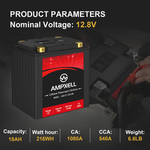 Batterie de moto 12V, batterie au lithium CCA1080 18Ah, batterie de démarrage de voiture AMX12-180FQ 12.8v au lithium - Product Image 3