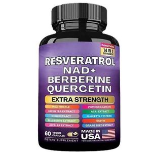 Suplemento Antioxidante y de Gestión de Energía para Adultos OEM/ODM 14 en 1 con Resveratrol, NAD+, Berberina y Quercetina (60 Cápsulas) - Product Image 1