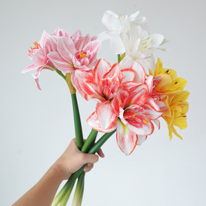 Fleurs artificielles en latex à haute simulation et toucher réel, <span class=keywords><strong>Amaryllis</strong></span>, Clivia, Hippeastrum pour la décoration du salon, du bureau ou du porche - Product Image 1