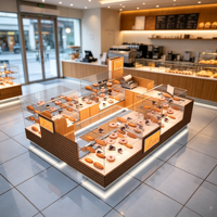 Luxuriöse LED-Bäckereivitrine mit Warmem Licht, Multifunktionale Konditorei-Auslage, Umweltfreundlich, Hochwertig, Kommerziell und Schlüsselfertig
