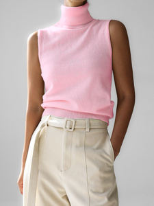 Blubelle mujer moda Slim Fit otoño cuello alto pulóver Casual nuevo Color sólido tejido tela sin mangas moda camisola - Product Image 2