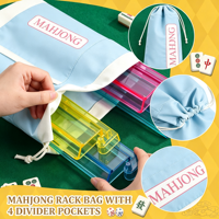 Ensemble de 3 sacs de rangement portables extra longs et imperméables pour Mahjong, avec porte-pièces, tapis et sac de rangement surdimensionné en polyester à fermeture éclair motif fleurs sauvages