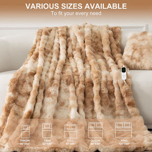 Plaid chauffant électrique en fausse fourrure de lapin, grand format 50*60 pouces, double face, extra doux, pour l'hiver - Product Image 2