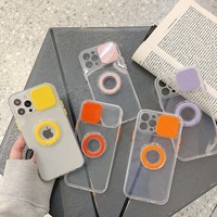 Étui de téléphone pour iPhone 13 14 Pro Max XR XS X SE 2020 7 8 Plus couleur bonbon clair avec anneau support couverture arrière