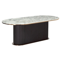 Ensemble de table à manger moderne en marbre et acier inoxydable avec 6 chaises extensibles et pliables en cuir italien de luxe pour usage hôtelier