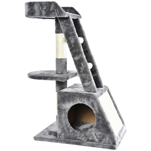 Tour pour chat YOUME moderne en contreplaqué avec structure en escalier et poteaux en sisal durables, certifiée ISO et BSCI - Product Image 4