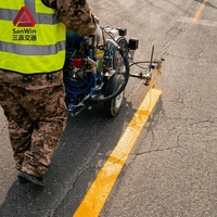 Máquina de Marcado de Líneas en Superficies de Carreteras con Pintura Fría, Modelo SW-12L, de Empuje Manual, Ancho de Línea Ajustable de 0-300 mm, Grosor de 0.2-0.4 mm