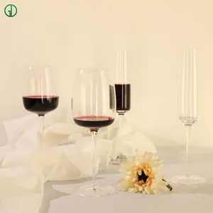 Commercio all'ingrosso vetro di cristallo di lusso personalizzato trasparente colorato bolla di vetro borosilicato classico vino rosso bicchieri di vino matrimonio calici