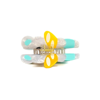 CANYUAN Pince à Cheveux Unisexe Ours Souriant Blanc 9,2 cm de Haute Qualité, en Acétate, Personnalisable avec Logo, pour Filles