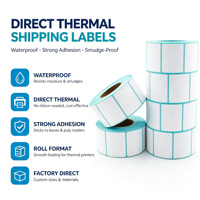 Étiquettes d'expédition thermiques directes personnalisées, imperméables, autocollantes, en papier, avec logo vierge pour l'emballage