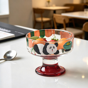 Offre Spéciale – Verres à Boire Peints à la Main, Gobelets en Verre Coloré avec Pied, Coupes à Dessert sur Pied, Verres à Lait et à Crème Glacée pour Restaurants - Product Image 6