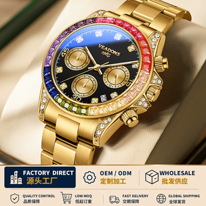 Montre de sport de luxe pour homme 0163, bracelet en acier inoxydable, cadran en verre, étanche, lumineuse, multifonction - Product Image 4