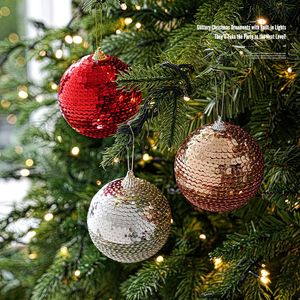 LINGKAI Shiny Sequin Christmas <b>Ball</b> Ornaments Colorful <b>Glitter</b> Hanging Baubles for Holiday Party Xmas Tree Decor - Product Image 1