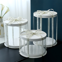 Boîte à gâteau ronde transparente en acrylique personnalisée, grande taille, pour anniversaire, mariage, en usine