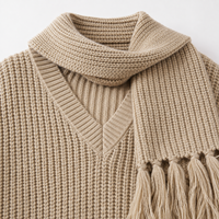 Pull en tricot fin taupe pour femme, col roulé, manches longues, fabricant sur mesure