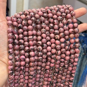 Natural Stone Round <strong>Beads</strong> <strong>Black</strong> Lace Rhodonite <strong>Beads</strong> Healing Energy Crystal Gemstone for Jewelry Making DIY Bracelet Necklace - Product Image 2