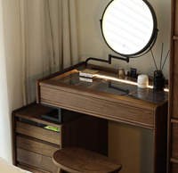 Bureau de maquillage moderne extensible avec miroir réglable, compartiments de rangement cachés et armoire à tiroirs multiples
