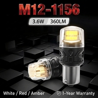 Ampoule LED M12 ultra-lumineuse pour voiture 60V 3.6W 1156 1157 7443 3157 Canbus, feu stop, clignotant, marche arrière, feu arrière pour voitures et camions universels