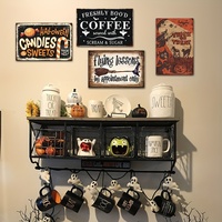 Letrero Metálico Vintage de Halloween con Diseño de Café, Dulces y Golosinas, Decoración Retro para Pared de Bar o Fiesta de Halloween