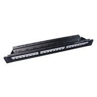 Panneau de brassage UTP 1U 24 ports non équipé avec façade en plastique ABS et barre de gestion des câbles, panneau de brassage modulaire vierge 19 pouces