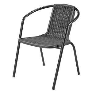 Restaurante Muebles de jardín al aire libre <span class=keywords><strong>Bistro</strong></span> Apilable Silla de comedor de ratán negro natural Moderna - Product Image 6
