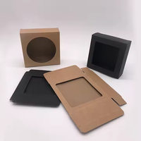 Boîtes d'emballage cadeau en papier kraft noir recyclables de luxe pour cartons d'affichage de fenêtre de noël avec aimants de réfrigérateur et sous-verres