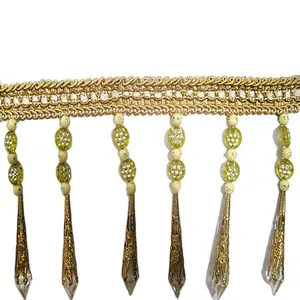 Fancy Metallic Beaded Fringe For Lampshade, Curtain, Furniture