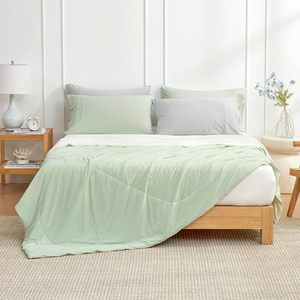 Mantas refrescantes para personas que duermen con calor <span class=keywords><strong>y</strong></span> sudaciones nocturnas, edredón de verano color verde menta claro para cama tamaño Queen, transpirable <span class=keywords><strong>y</strong></span> suave - Product Image 1