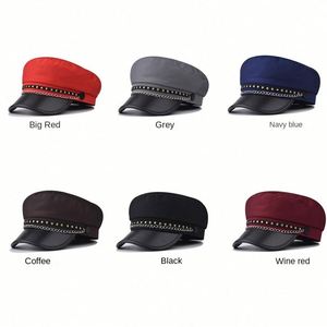 Boina de Moda Británica 2025 con Estrella de Cinco Puntas, Gorra de Capitán con Cadena y Visera de PU, Tendencia Primavera-Otoño - Product Image 2