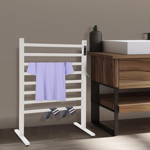 Porte-serviettes chauffant électrique, porte-serviettes chauffant sur pied, chauffe-serviettes de bain <span class=keywords><strong>avec</strong></span> <span class=keywords><strong>minuterie</strong></span>, chauffage à sec en fibre de carbone, aluminium - Product Image 2