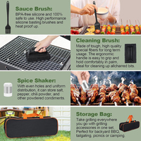 Kit d'accessoires pour barbecue en acier inoxydable 23 pièces, spatules résistantes à la chaleur, couvercle pour badigeonner, grattoir pour barbecue en plein air - DAPHYLA