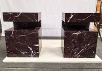 Table d'appoint en marbre Rosa Levanto de luxe, piédestal en marbre Viola, table basse élégante, meubles en marbre naturel pour la maison
