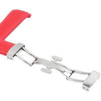 Bracelet de montre en silicone élastique respirant de haute qualité, multicolores, avec boucle en acier inoxydable argenté pliable