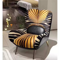 Fauteuil individuel de luxe italien avec accoudoirs motif léopard, en acier inoxydable, moderne, haut de gamme, pour salon, bureau à domicile, villa