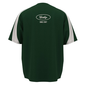 Maillot de baseball HEALY vert foncé color-block, chemise boutonnée tendance à manches courtes, col rond élégant, tenue de football - Product Image 3