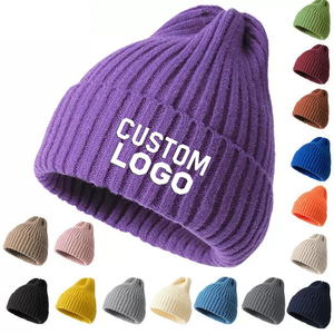 Ngoài trời mùa đông chất lượng cao Alpaca lông vật liệu dệt kim mũ. Tùy chỉnh màu sắc rắn trang bị phụ nữ và nam giới của mũ len - Product Image 1