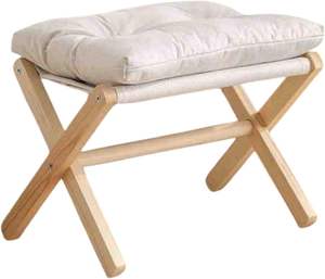 Taburete de madera <span class=keywords><strong>plegable</strong></span> tapizado, <span class=keywords><strong>reposapiés</strong></span> elegante acolchado, taburete para <span class=keywords><strong>sofá</strong></span>, taburete para cambiar zapatos, taburete escalón, otomana infantil para cabecera de cama - Product Image 2