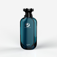 Bouteille en verre de parfum de 100ml de jet de couleur bleue d'impression personnalisée vide créative moderne de luxe pour les hommes