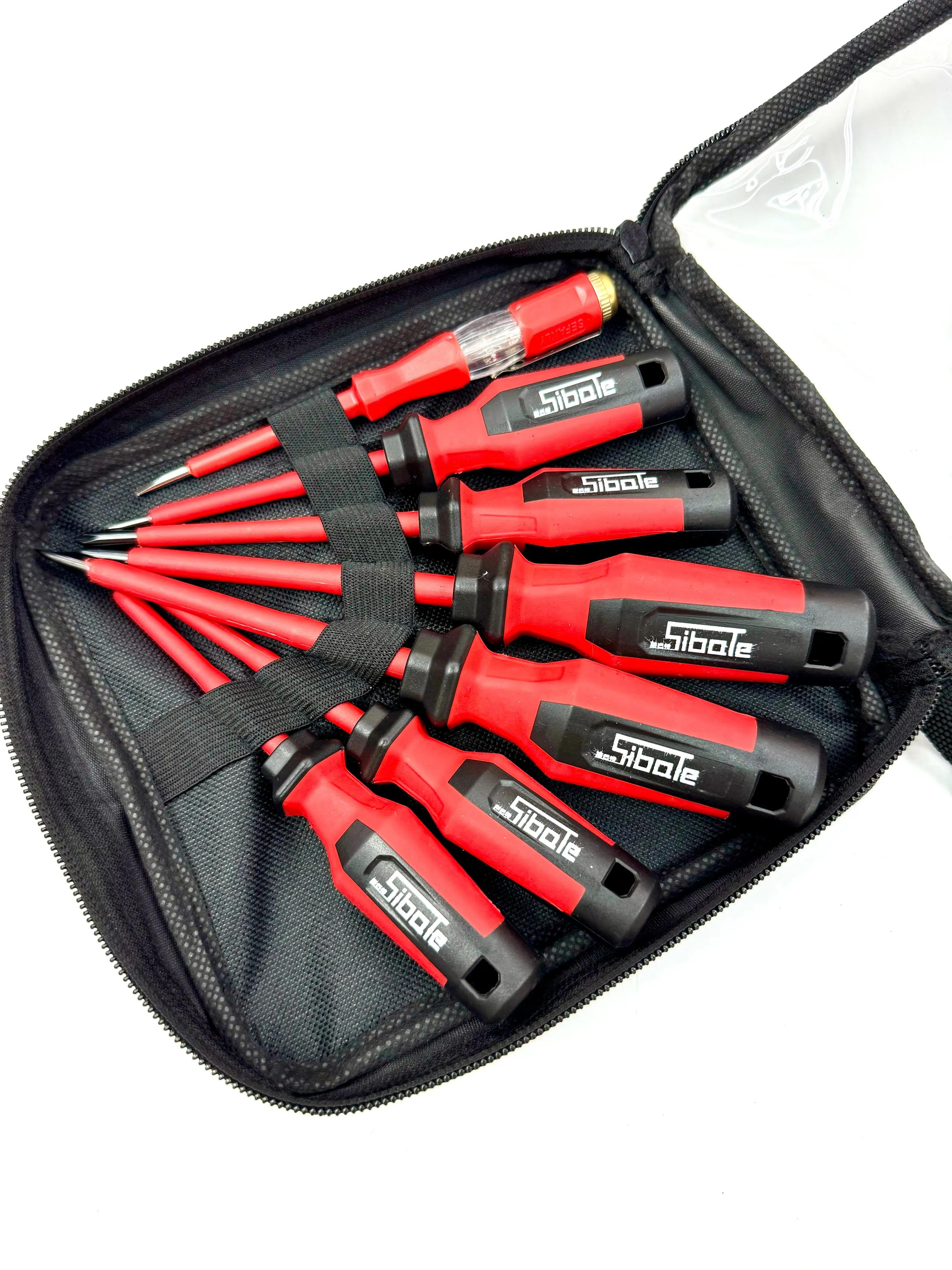 GK-C046 Bagged multifunctional and large-sized customized manual red plum blossom head 8pc screwdriver set for twisting