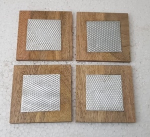 Posavasos de madera con diseño de esquina de aluminio, posavasos para cocina, tazas, accesorios de piedra personalizados, OEM clásico, superventas - Product Image 6