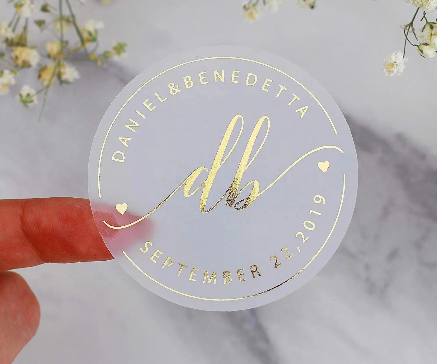 Pegatina de oro con logotipo transparente esmerilado personalizado para pequeñas empresas