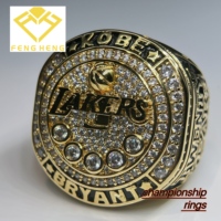 Bague de championnat tendance en cuivre plaqué or et argent de haute qualité FH, incrustation Hip Hop, pour homme, mariage, anniversaire