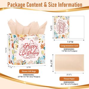 Sac cadeau moyen avec poignées pour femmes, hommes, anniversaire, Noël, fête, cadeaux, enfants, adultes, fournitures pour cadeaux - Product Image 2
